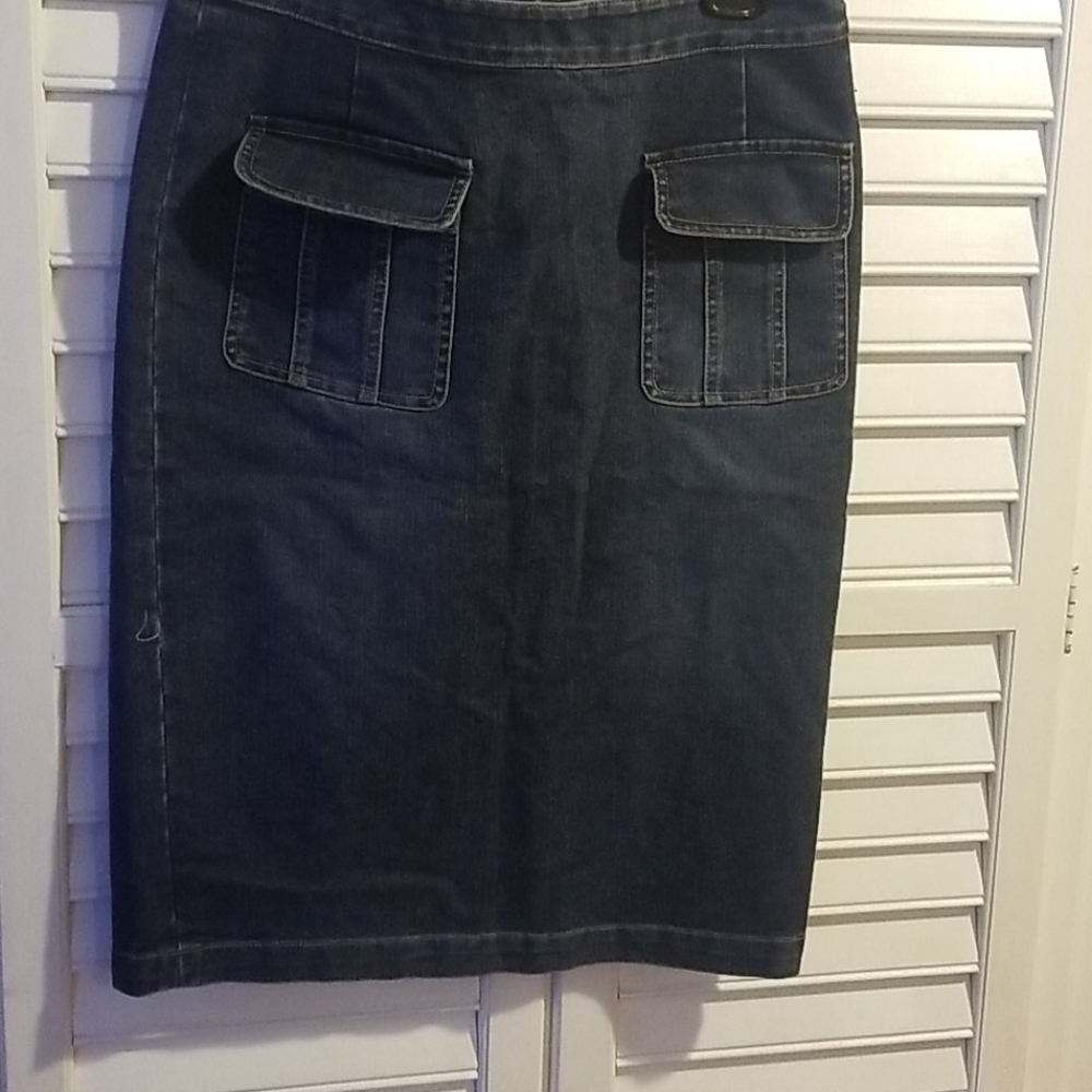 Below the knee jean skirt